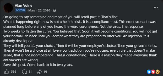 Post from March 2020 about COVID as a compliance test